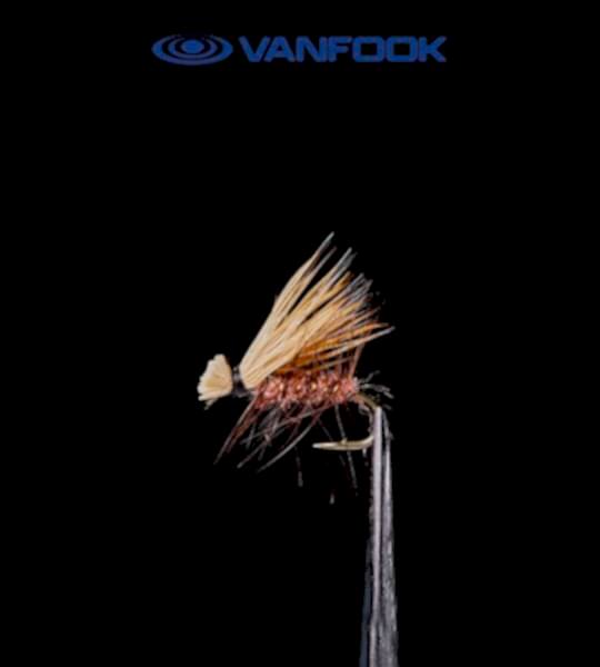 VANFOOK EC-1603 ELK HAIR CADDIS FLY 3P #16