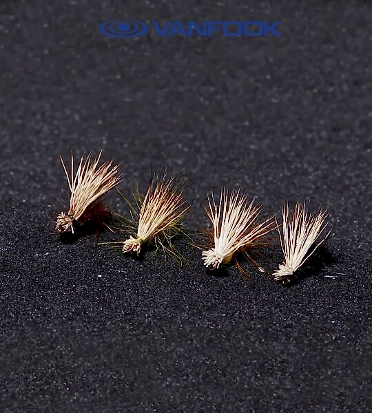 VANFOOK EC-1603 ELK HAIR CADDIS FLY 3P #16