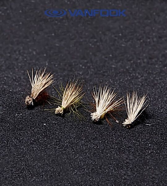 VANFOOK EC-1801 ELK HAIR CADDIS FLY 3P #18
