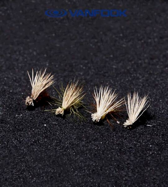 VANFOOK EC-1802 ELK HAIR CADDIS FLY 3P #18