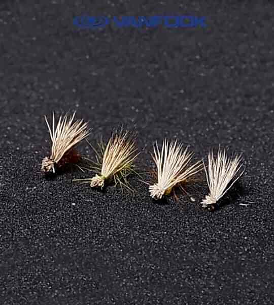 VANFOOK EC-1803 ELK HAIR CADDIS FLY 3P #18