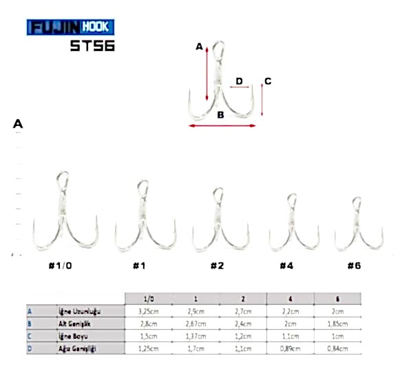 Fujin ST56 Üçlü Maket Balık İğnesi Nickel