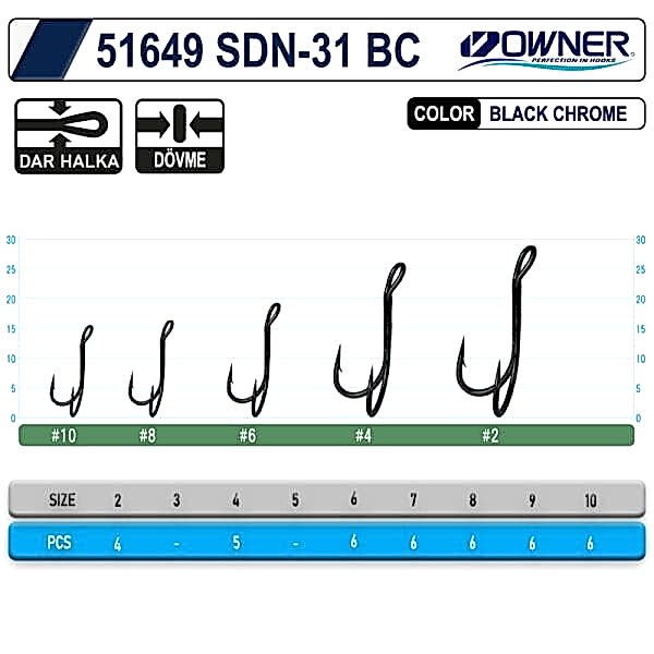 Owner 51649 Sdn-31Black Chrome  İkili İğne