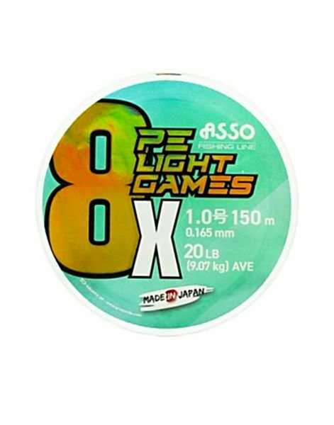 Asso 8X Light Games PE 8 Örgü Spin İp Misina 150mt Multicolor
