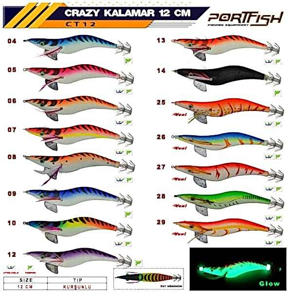 Portfish Crazy Kalamar Zokası 3,5 gr  Kurşunlu 12 cm