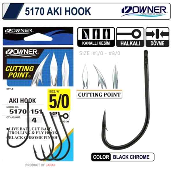 Owner 5170 Aki Hook Black Chrome İğne