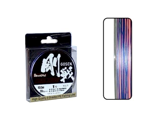 Gosen W8 Casting PE 8 Örgü Spin İp Misina 150mt Multi Color PE1.0-0.171MM %100 Japon