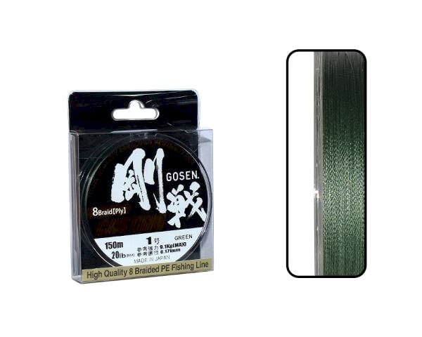 Gosen W8 Casting PE 8 Örgü Spin İp Misina 150mt Yeşil PE1.0-0.171MM %100 Japon