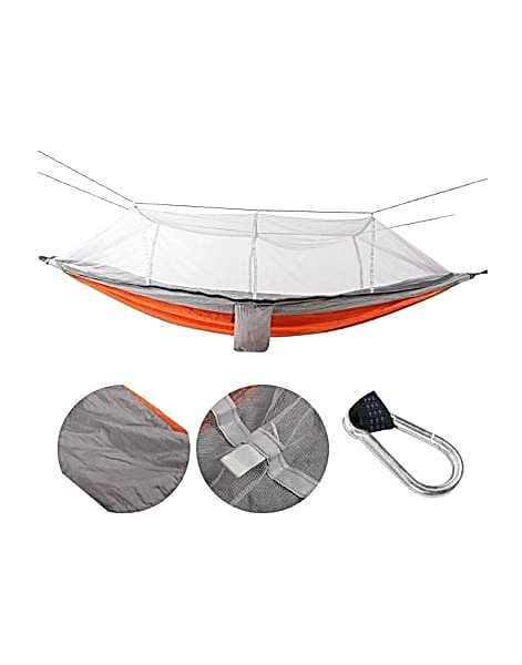 Hamak 7410 Fileli ve Cibinlikli Pro Hamak 190x70cm Turuncu-Gri