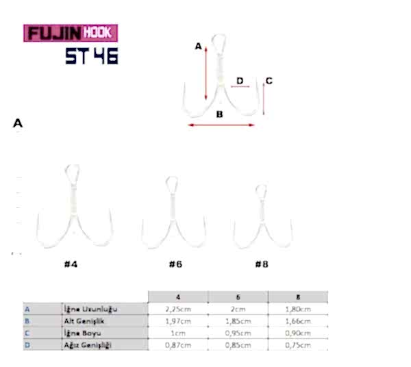 Fujin ST46 Üçlü Maket Balık İğnesi