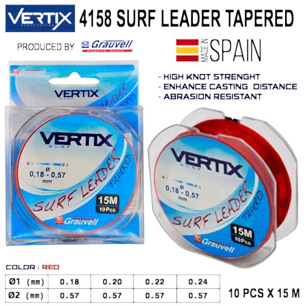 Vertix Surf Leader 10x15m Misina - Red
