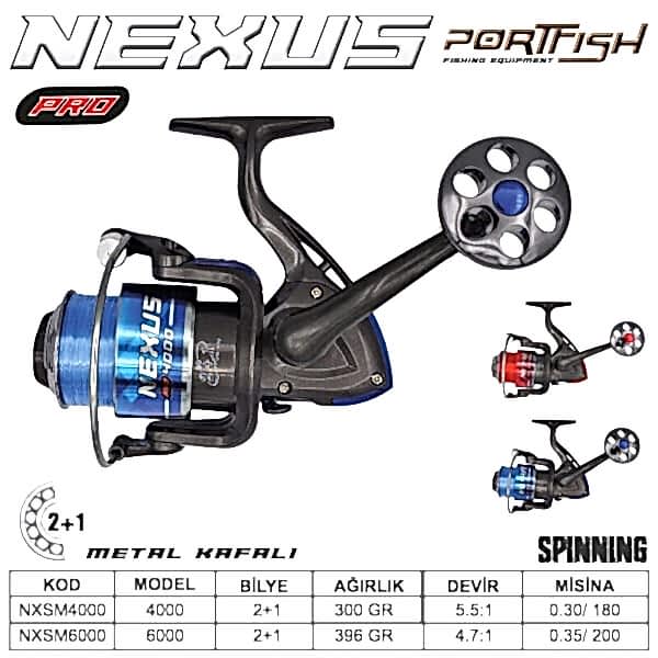 Portfish Nexus Pro 6000 Olta Makinası 2+1bb Metal Kafa